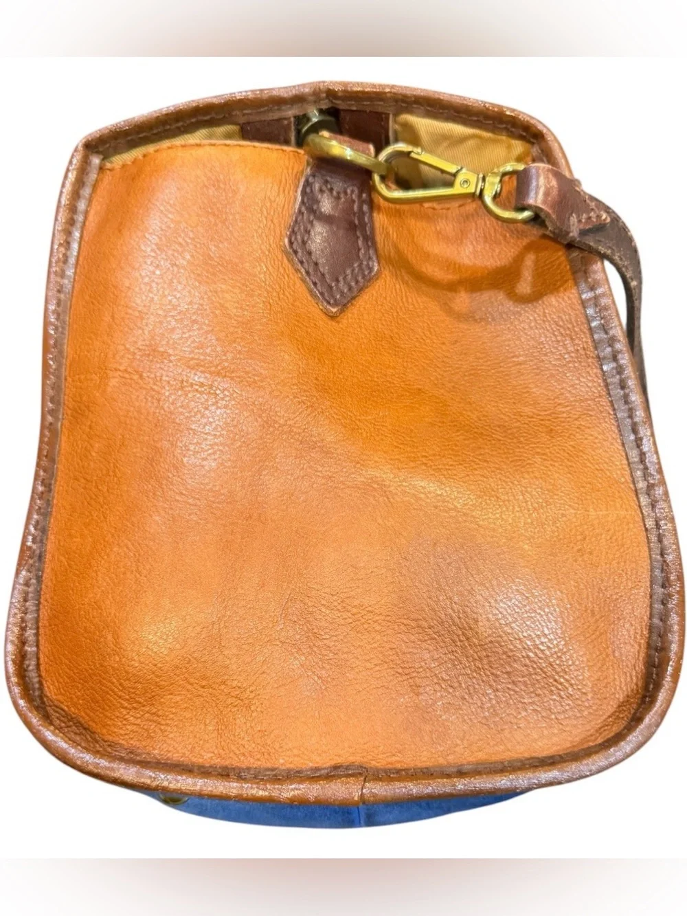 Vintage 1937 Accessories Blue Suede Leather Doctor Satchel Bag